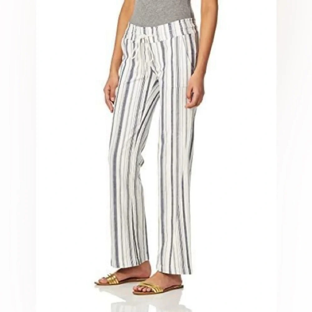 Roxy Size XL Women's Yarn Dye Pant Mood Indigo Oceanside 211 Stripes NWT - Picture 3 of 8